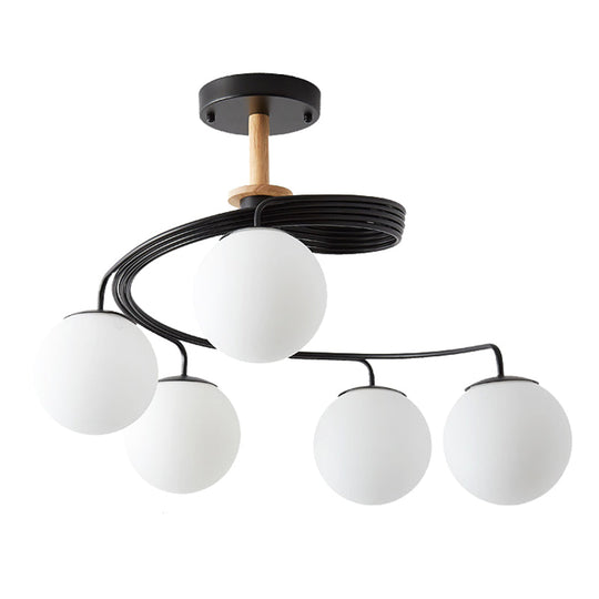 Ultra - Contemporary Milk Glass Semi Flush Mount Ceiling Light Fixture For Living Room 5 / Black