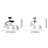 Ultra-Contemporary Milk Glass Semi Flush Mount Ceiling Light Fixture For Living Room