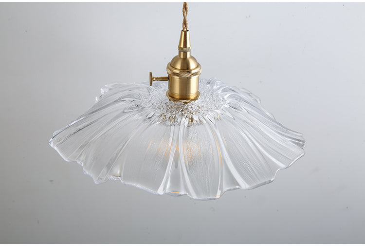 Vintage Industrial Pendant Lamp - Flower Shape Shade With Clear Glass