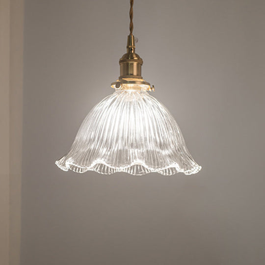 Clear Glass Retro Industrial Pendant Light For Kitchen - 1-Light Ceiling / 9’