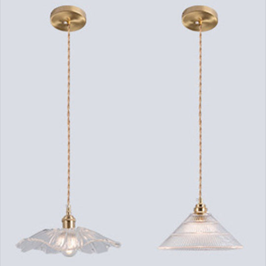 Clear Glass Retro Industrial Pendant Light For Kitchen - 1-Light Ceiling