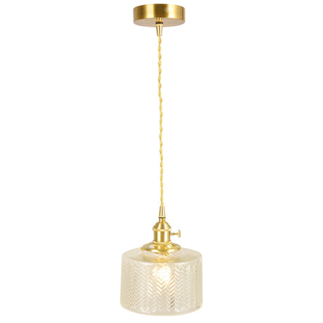 Wavy Glass Pendant Light - Vintage Industrial 1 Hanging Lamp Clear