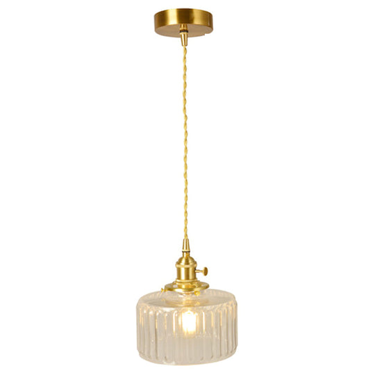 Wavy Glass Pendant Light - Vintage Industrial 1 Hanging Lamp Gold