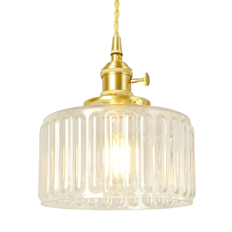 Wavy Glass Pendant Light - Vintage Industrial 1 Hanging Lamp