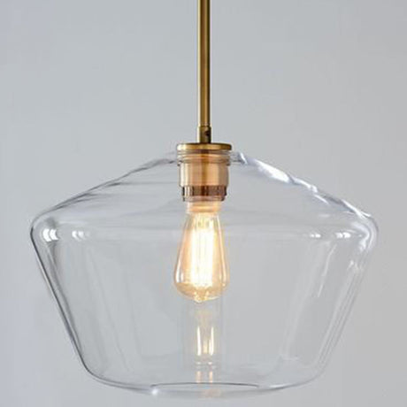 Modern Minimalist Glass Pendant Light For Dining Room - 1-Light Hanging Lamp Clear / 12