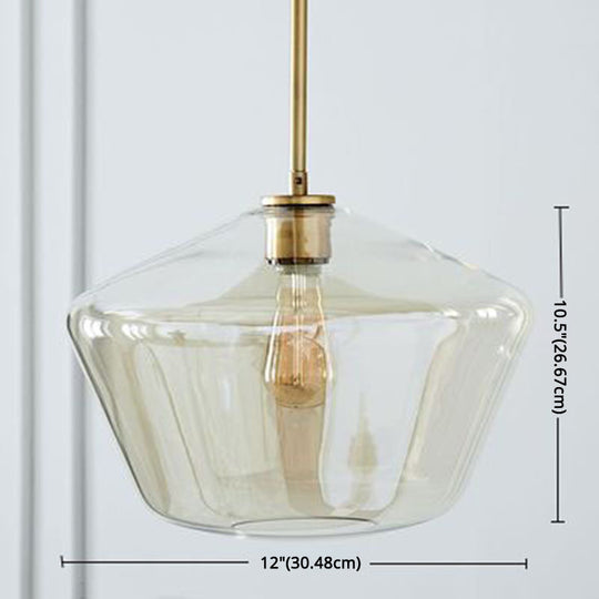 Modern Minimalist Glass Pendant Light For Dining Room - 1-Light Hanging Lamp