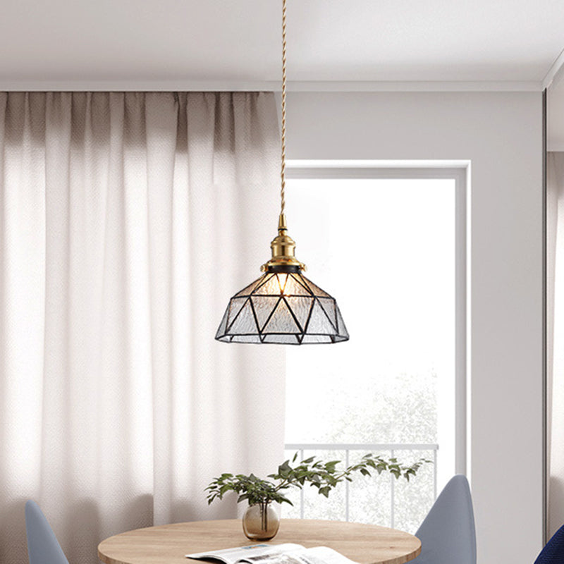Geometric Icy Glass Pendant Lamp In Tiffany-Style