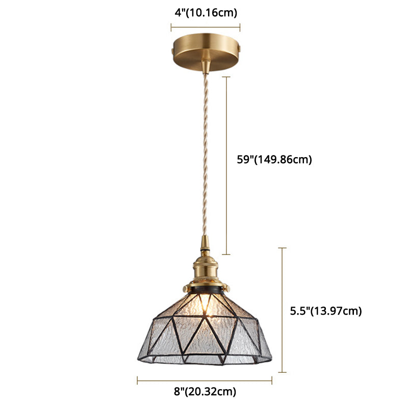 Geometric Icy Glass Pendant Lamp In Tiffany-Style