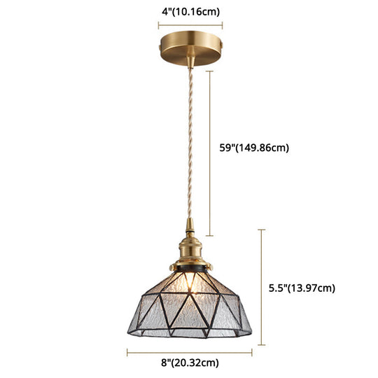 Geometric Icy Glass Pendant Lamp In Tiffany-Style