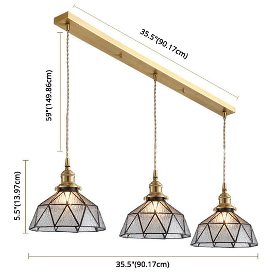 Icy Geometric Glass Hanging Lamp With Tiffany-Style Pendant Fixture
