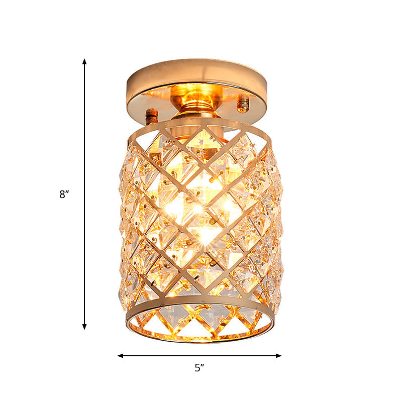 Minimalist Crystal Pineapple Semi-Flush Ceiling Light In Gold