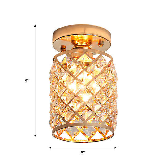 Minimalist Crystal Pineapple Semi-Flush Ceiling Light In Gold