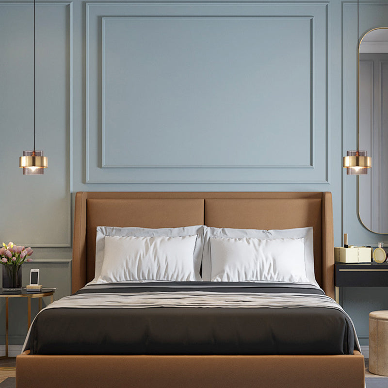 Modern Smoke Glass Pendant Lamp With Metal Ring - Sleek And Minimalist Design