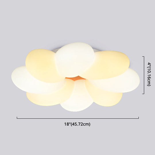 Kids Flower Flush Mount Lighting - 1 Light Plastic Ceiling Fixture For Girls Bedroom