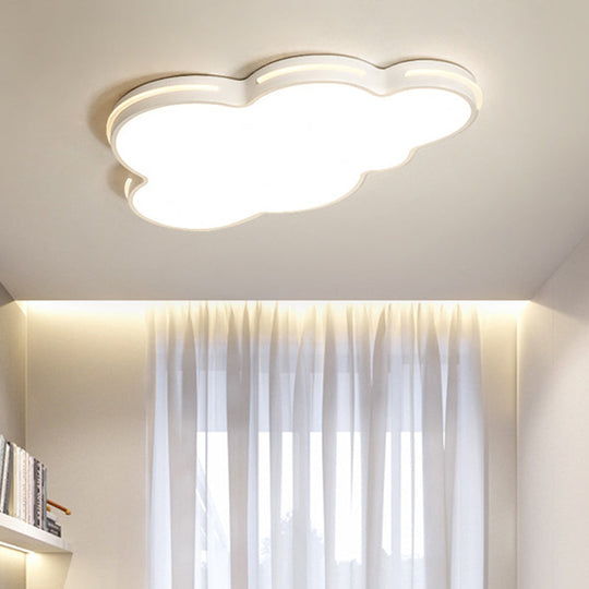 Nordic Metallic Flush Ceiling Light Cloud Design - 1-Light Flush-Mount Fixture White / 19.5