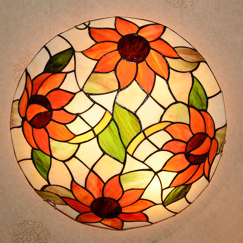 Stained Glass Tiffany Flush Mount Sunflower Ceiling Light - Beautiful & Functional Fixture