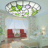 Stained Glass Tiffany - Style Flower Flush Mount Ceiling Light