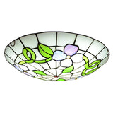 Stained Glass Tiffany-Style Flower Flush Mount Ceiling Light Green / 12