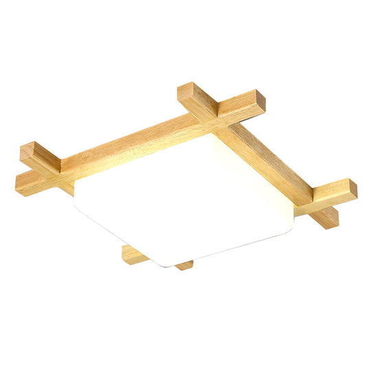 Modern Square Flush Mount Ceiling Light – Stylish Acrylic Fixture For Living Room Wood / 16’ Warm