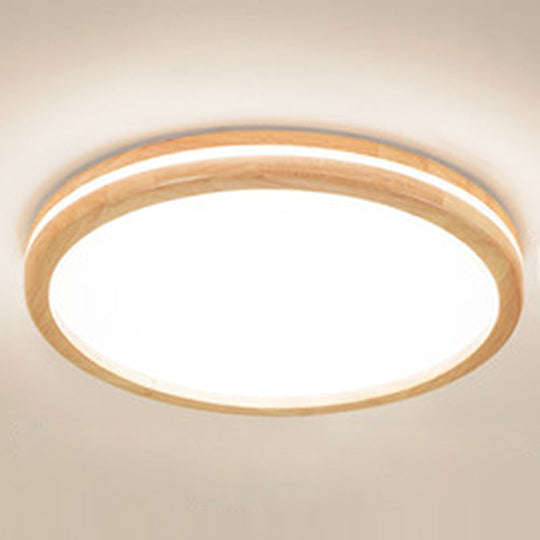 Ultra-Contemporary Integrated Led Semi Flush Ceiling Mount Chandelier For Bedroom Wood / 12 Round