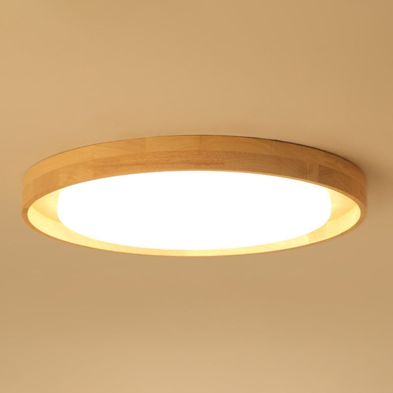 Modern Circle Semi Flush Mount Light Fixture - Stylish Acrylic Ceiling For Bedrooms Wood / 23’ Warm
