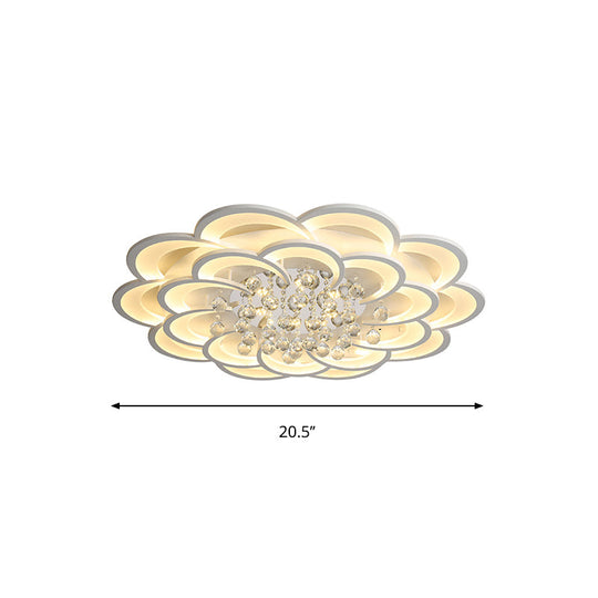 Modern Floral Iron Flush Mount Led Ceiling Light In Warm/White - 20.5/27/31.5 W White Fixture