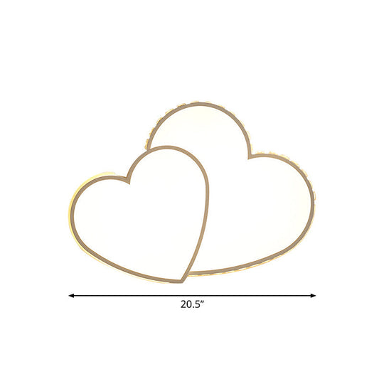 Heart Shaped Crystal Led Ceiling Flush Light Fixture - 20.5’/24.5’ Wide Warm/White White Mount