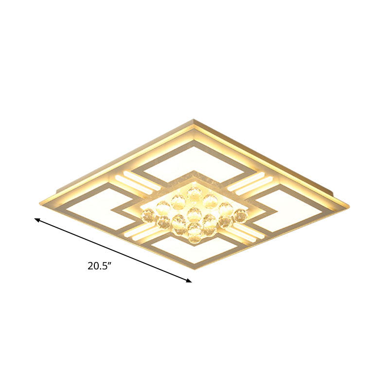 20.5’/35.5’ Wide Crystal Square/Rectangle Led Flush Ceiling Light Fixture (Warm/White)