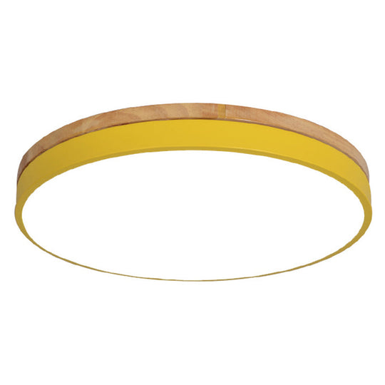 Minimalistic Flush Mount Ceiling Light - 1 Acrylic Disk Design Yellow / 16’ Warm