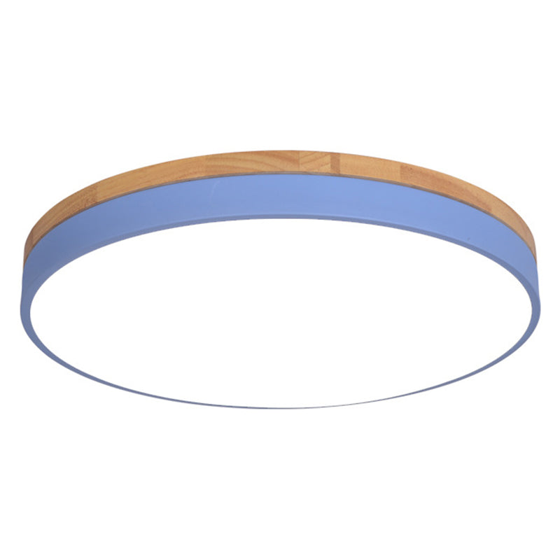 Minimalistic Flush Mount Ceiling Light - 1 Acrylic Disk Design Blue / 16 White