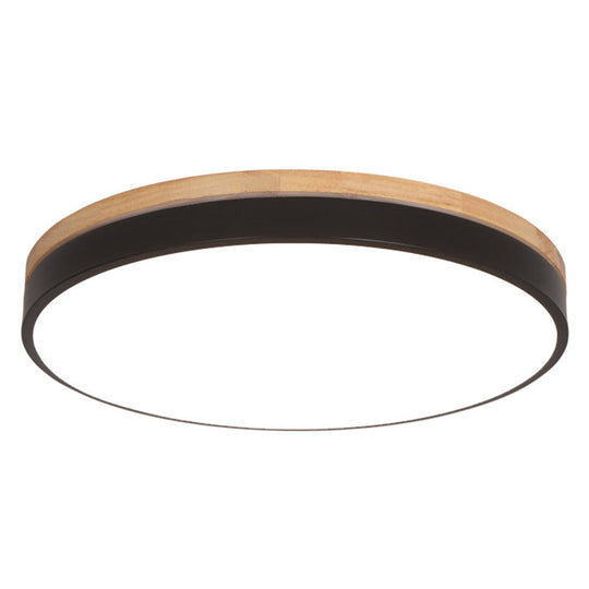 Minimalistic Flush Mount Ceiling Light - 1 Acrylic Disk Design Black / 16’ Warm