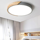 Wood Minimalist Rounded Flush Ceiling Light - 1 - Light Flush - Mount Fixture Grey / 9’