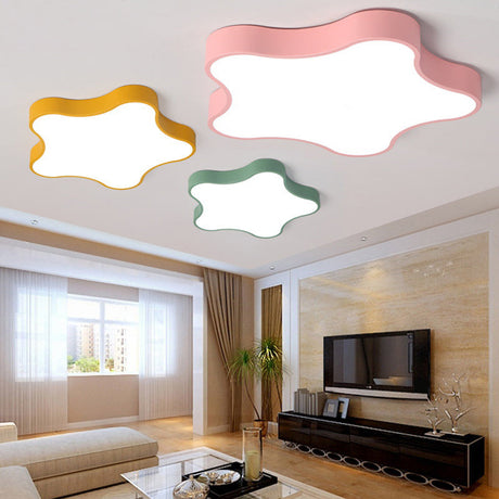 Contemporary Star Flush Mount Light Fixture - 1-Light Metal Ceiling
