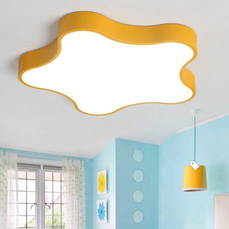 Contemporary Star Flush Mount Light Fixture - 1 - Light Metal Ceiling Orange / 16.5’ White