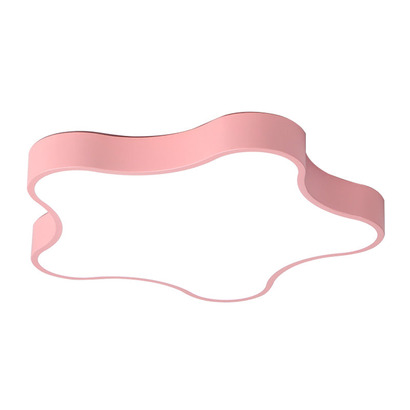 Contemporary Star Flush Mount Light Fixture - 1 - Light Metal Ceiling Pink / 16.5’ White