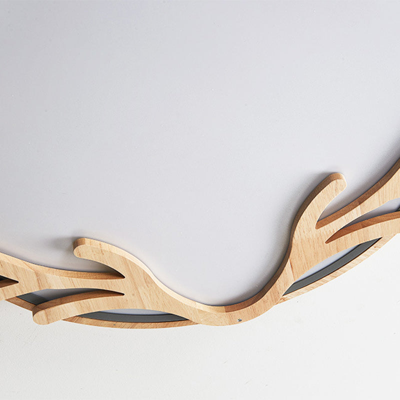 Metal Nordic Flush Mount Spotlight With Antlers - Round 1-Light Light