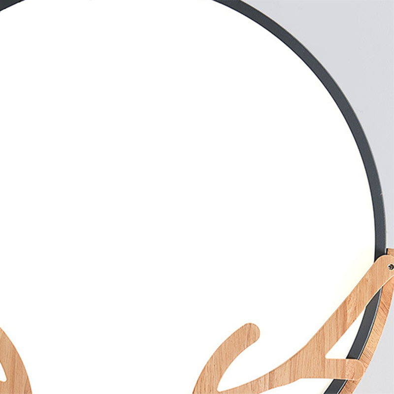 Metal Nordic Flush Mount Spotlight With Antlers - Round 1 - Light Light