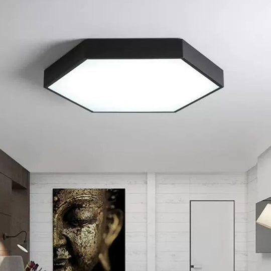 Minimalist Hexagon Flush Mount Ceiling Light Fixture With Acrylic Finish - 1