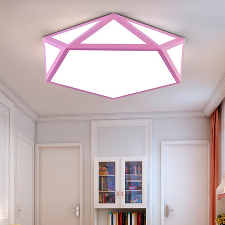 Modern Diamond Flush Mount Ceiling Light - Acrylic Fixture For Living Room Pink
