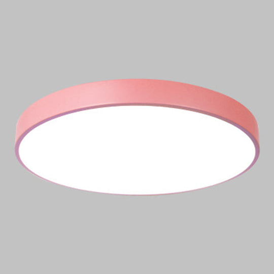 Macaron Acrylic Round Flushmount Ceiling Lights For Living Room Pink / 12’