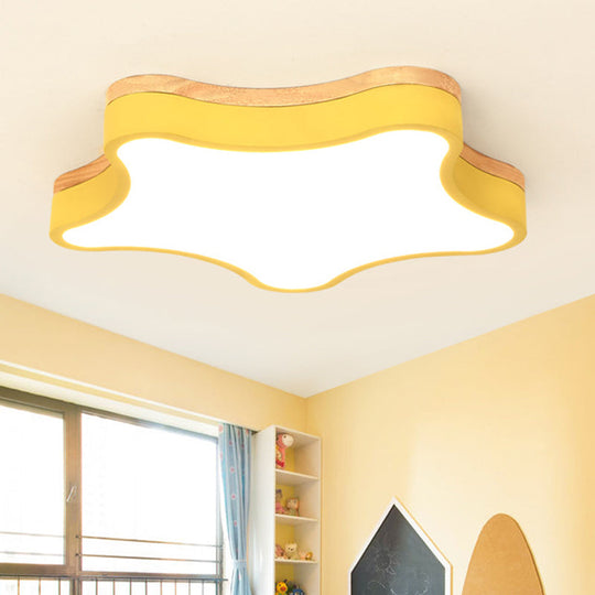 Contemporary Star - Shaped Flush Mount Acrylic Ceiling Light Fixture Yellow / 16.5’ Warm