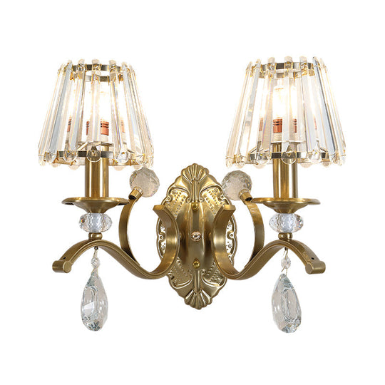 Vintage Brass Cone Wall Sconce Light For Living Room - Traditional Lighting (1/2 Heads)