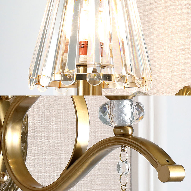 Vintage Brass Cone Wall Sconce Light For Living Room - Traditional Lighting (1/2 Heads)