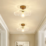 Classic Glass Ceiling Light Fixture W/ Brass Lamp Holder For Corridors