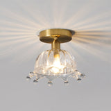 Classic Glass Ceiling Light Fixture W/ Brass Lamp Holder For Corridors