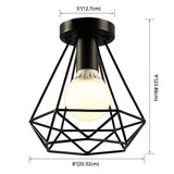 Diamond Cage Semi Flush Mount Ceiling Light Fixture Retro Industrial Style For Restaurants
