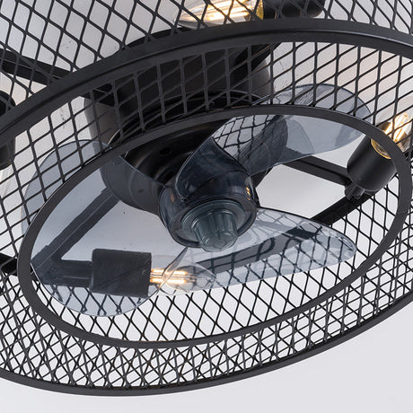Semi Flush Mount Metal Ceiling Light Fixture - Industrial Style Cage Drum For Bedroom