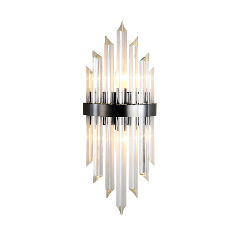 Contemporary Black Crystal Wall Lamp For Living Room