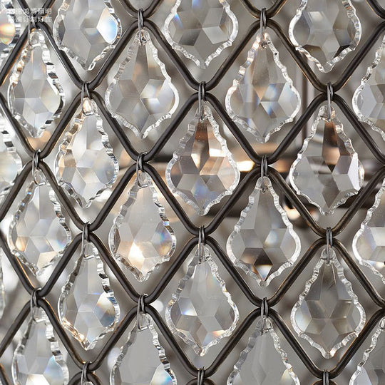 Crystal - Decorated Metal Semi Flush Light: Contemporary Indoor Ceiling Lighting In Black 3/5