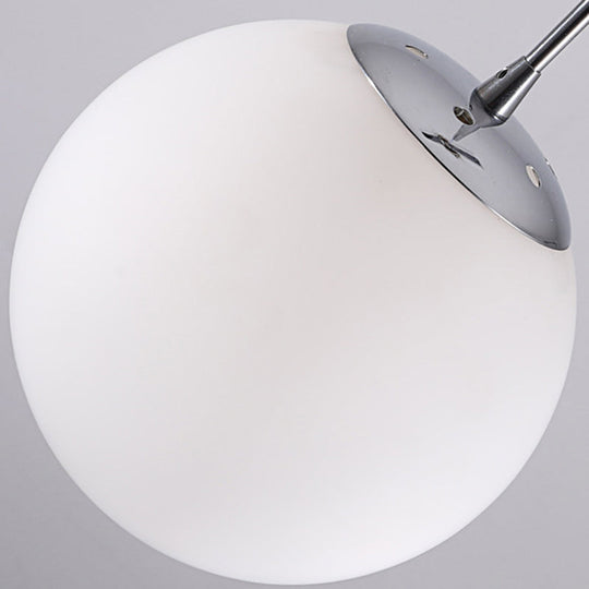 Simplicity Silver Multi Pendant Chandelier - Cream Glass Spherical Ceiling Hang Lamp For Lobby &